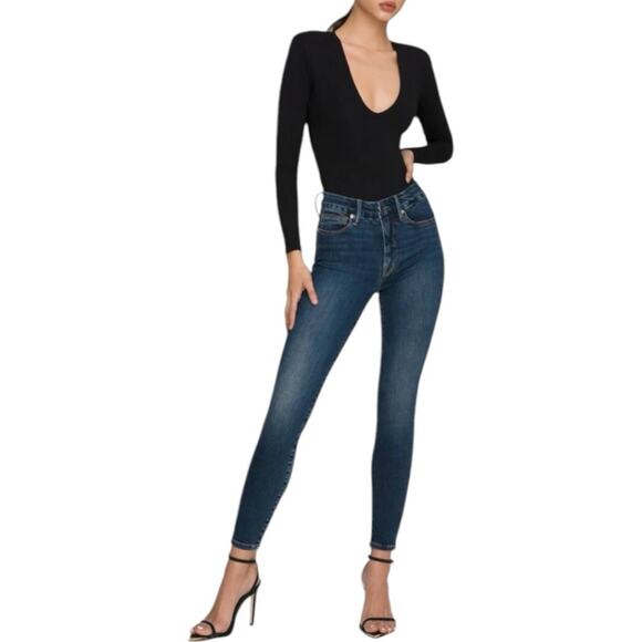 NWT Good American Good Legs Deep V Yoke Dark Skinny Jeans Size 6/28 Retail $99 - Picture 3 of 6